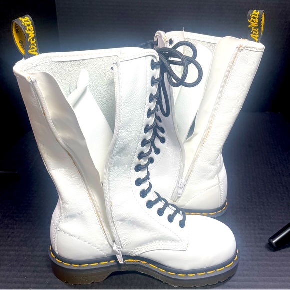 NWOB VTG Dr Martens 14 hole Tall White Boots UK 3=US 5-6 Lace up/Zip PRICE FIRM - Picture 8 of 16